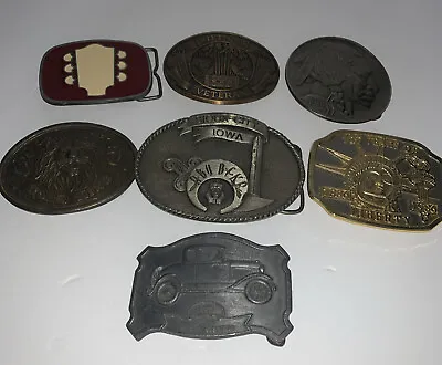 Lot Of 7 Vintage  Belt Buckles Road King Model A Ford And More • $25