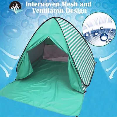 Beach Tent Family Shelter 2-3 Person Outdoor Instant Pop Up Camping Sun Shade UV • £20.99