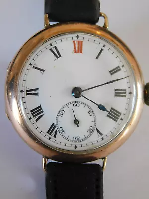 GENTS ANTIQUE 9ct GOLD  WATCH By  SS & Co STAUFFER & SON ( IWC ) • £67