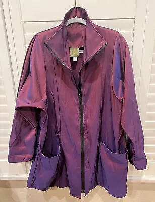 Women M MARALYCE FERREE Iridescent Purple Mid Length Rain Coat Jacket! US Made • $24.90