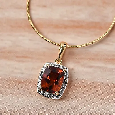 £39.95 • Buy Natural Madeira Citrine Halo Pendant Necklace 925 Sterling Silver Yellow Gold
