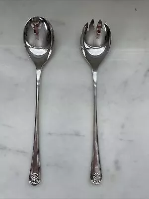 Vtg Epns Sheffield England Silver Plated 9” Serving Spoon & Fork Salad • $12.99