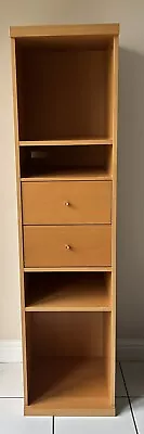 Ikea Bookcase Shelf Unit With 2 Drawers Beech 148cm Tall Office Study Furniture • £15