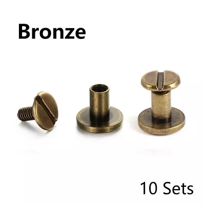 £2.57 • Buy 10X Flat Belt Screw Leather Craft Chicago Nail Brass Solid Rivet Stud Heads HOT