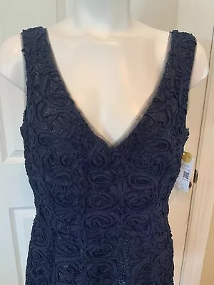 BCBG Max Azria Navy Blue Shimmer Marissa Dress W/ Fleurettes Size 10 (US) NWT! • $70.88