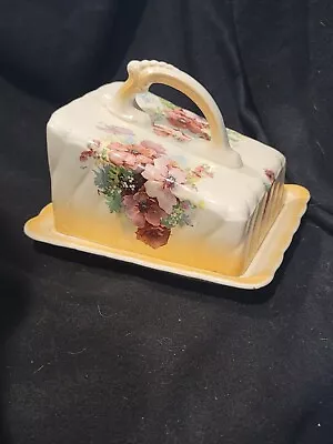 $35 • Buy Vintage Porcelain Ceramic Floral Cheese Dish Keeper