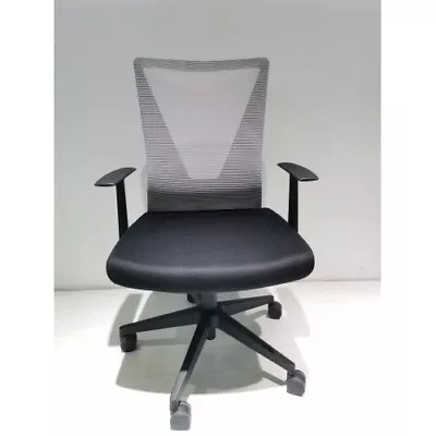 Swivel Adjustable Height Fixed Armrest Office Chair Black Wengue And Smokey Oak • $131.27