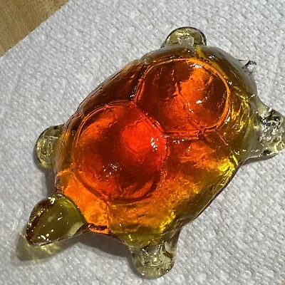 Beautiful Vintage Glass Amberina Turtle • $23.79