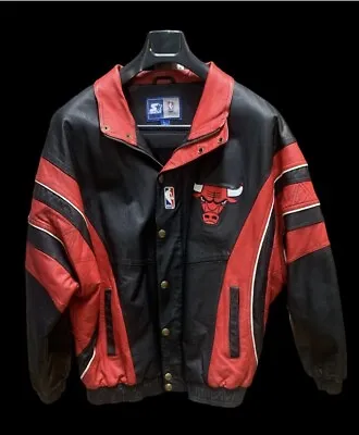 Vintage Starter Chicago Bulls Leather Jacket • $140