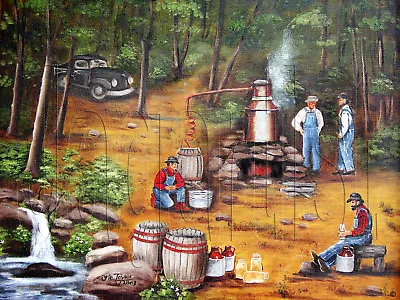 Primitive America Folk Art Print 12 X 16  Moonshine NC Arie Taylor • $49.95