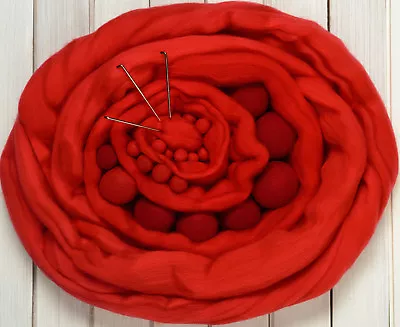 Red Merino Wool Top Roving - Spin Into Yarn Needle Felt Wet Felt Crafts • $12.71