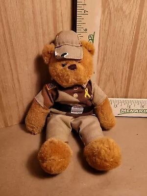 Plushland Teddy Bear Yellow Ribbon US Camo Military Uniform Plush Stuffed Animal • $12