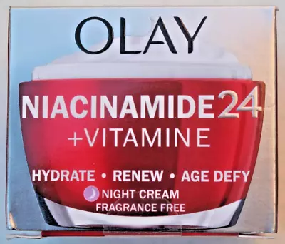 OLAY 50ml  NIACINAMIDE 24 + VITAMIN E FRAGRANCE FREE NIGHT CREAM • £11.99