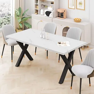 70.87 Modern Square Dining Table With X-Shape Table Leg • $551.43