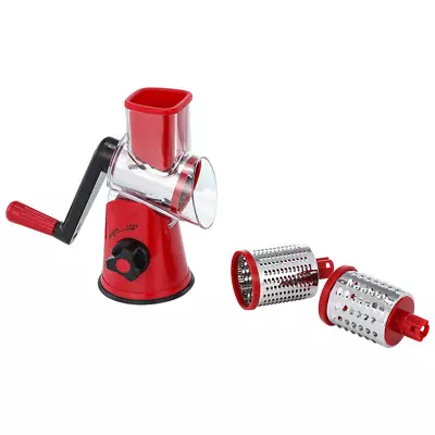 Cheese Grater Rotary Mandolin Vegetable Slicer 3 Steel Blades Ships From USA • $22.99