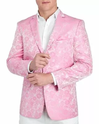 NWT $175 Alan Flusser Pink Rose Jacquard Lightweight Sportcoat Blazer L Large • $59.99