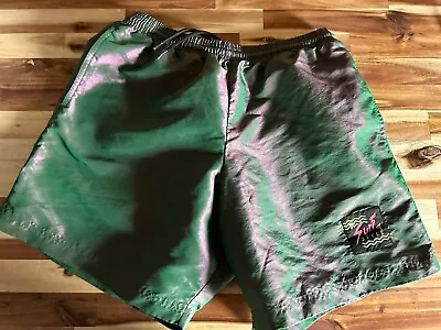 Vintage 90’s Surf Style Iridescent Surfing Trunks Shorts Men’s Adult Size Medium • $21