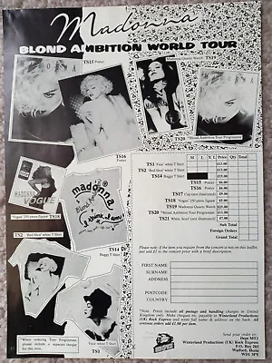 Madonna Blond Ambition Uk Tour Book Promo Fan Club Order Form • $18.66