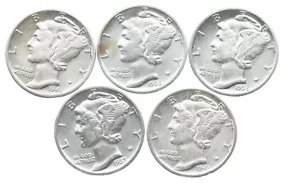 High Grade Lot 1943 1936 1935 1937 1943 Mercury Dime Collection *352 • $10.50