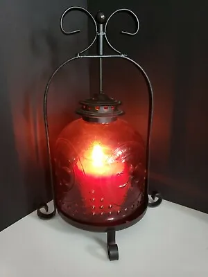 $34 • Buy Round Lantern Style Candle Holder - Black Metal Stand And Glass Cover-  UNIQUE S