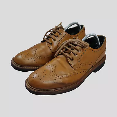 Barbour Ilkley Country Brogues Shoes Brown Leather Wingtip Lace Up Men's UK 8 • £37.95