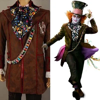 Johnny Depp Alice In Wonderland Mad Hatter Cosplay Costume Jacket Full Set • £62.70