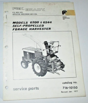 $25.79 • Buy Fox 6200 6244 Self Propelled Forage Harvester Parts Catalog Manual Book OEM 1/77