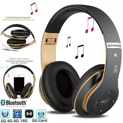 Wireless Bluetooth Headphones Noise Cancelling Over-Ear Headset Earphones 5.1 UK • £11.89