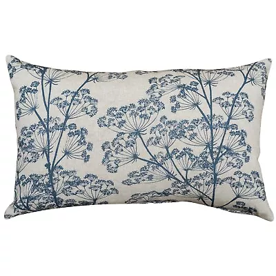 Cow Parsley XL Rectangular Cushion. Denim Blue Country Botanical Design. 23x15  • £31.99