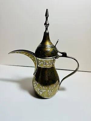 Middle East Brass Copper Hand Engraved Dallah Coffee Teapot • $47.99
