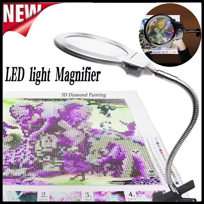 Adjustable LED Large Lens Lamp Top Desk Magnifier Magnifying Glass With Clamp • $9.99
