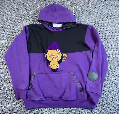 Kash Monkey Embroidered Hoodie Adult Large Purple Black Sweatshirt Streetwear • $24