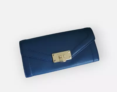 Michael Kors Kinsley Navy Leather Turn Lock Continental Wallet New With Tag • $49