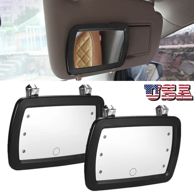 $17.38 • Buy 2PCS Car Sun Visor Mirror Clip On Makeup Cosmetic Mirror 6-LED Light Cover J6V2