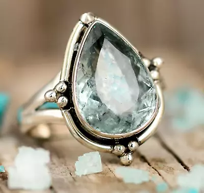 Aquamarine Gemstone 925 Sterling Silver Handmade Stylish Ring All Size MDH001 • $12.40