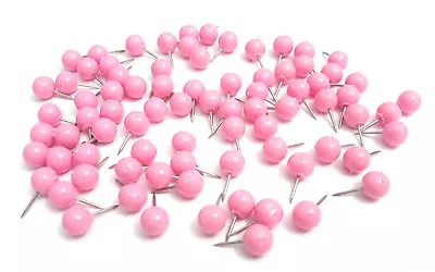 New Set Of 80 Each Round Pink Push Pins 3/8  Diameter Map • $7.49