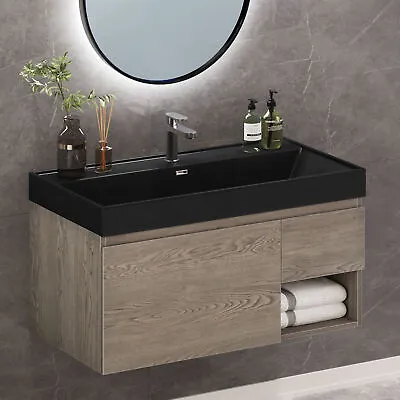 36In Wall Mounted Bathroom Vanity Cabinet Sink Shelves Storage Combo With Drawer • $255.69