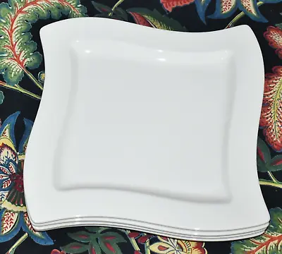 Villeroy & Boch Set Of 4 New Wave Square 10-1/2  White Dinner Plates NWT • $100