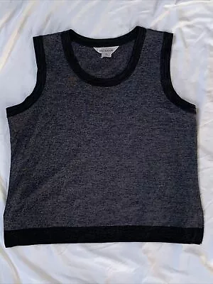 Exclusively Misook US Size XL Heather Gray Black Trim Acrylic Knit Vest Top Tank • $29.99