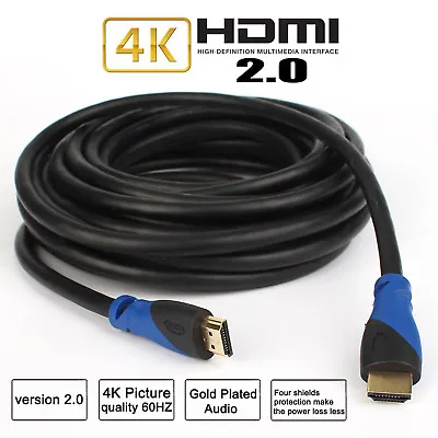 $6.64 • Buy *Premium* 10M 28AWG HDMI Cable 2.0 4K HDTV *High Speed+Ethernet* FREE SHIPPING