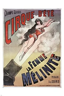 La Femme Melinite CIRQUE D'ETE Vintage CIRCUS POSTER Acrobat Costume 20x30 • $16.84