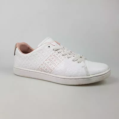 Women's LACOSTE 'Carnaby Evo 120' Sz 8 US Shoes White Pink | 3+ Extra 10% Off • $45.49