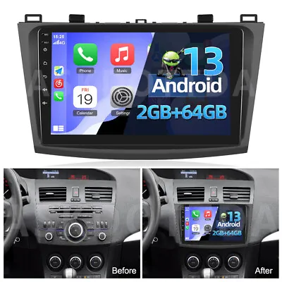 2+64G For Mazda 3 2010-2013 BT Android 13 CarPlay Car Stereo Radio Head Unit GPS • $179.99