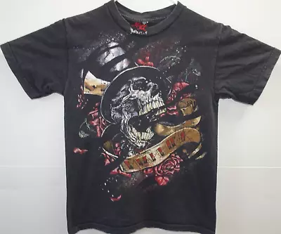 Miami Ink Skull Top Hat Roses Tattoo Art 2008 T Shirt Small Black Goth • $20.99