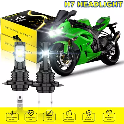 White H7 LED Headlight Bulb For Kawasaki KLR650 Z1000 Z800 Versys 650 1000 • $19.99