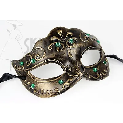 Jacobson Hat Company Women's Venetian Mask With Green Stones Gold Adult • $5.95