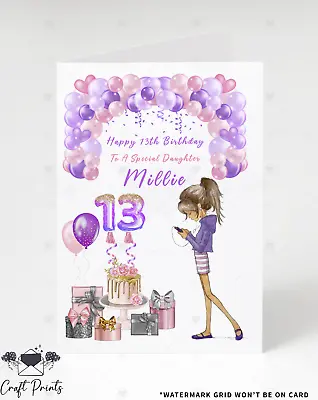 Personalised Girls Birthday Card For Daughter Granddaughter Sister Niece A5 • £3.49