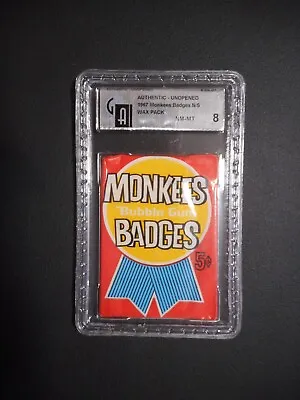 1967 Monkees Badges Card Wax Pack (graded Gai 8) Donruss • $1200