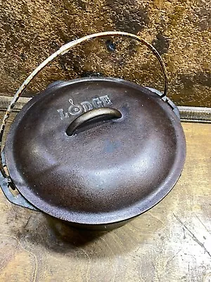 Vintage Cast Iron No 8 Dutch Oven W Original  Basting Lid / Lodge Camp Cookware • $64.99