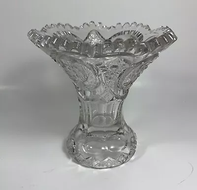 Glass Vase Short Flowers TeaLight Or Candle Scalloped Edges Vintage • $10.95